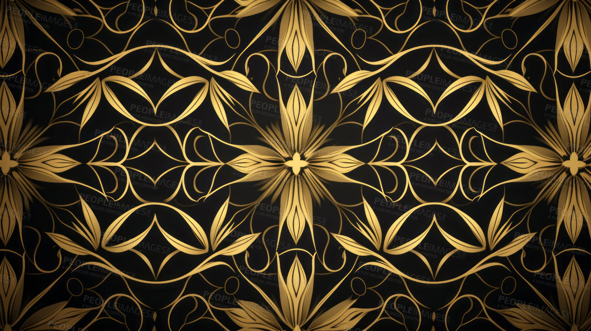 Buy stock photo Gold ceramic tiles decorative design, illustration for floor, wall, kitchen interior, textile