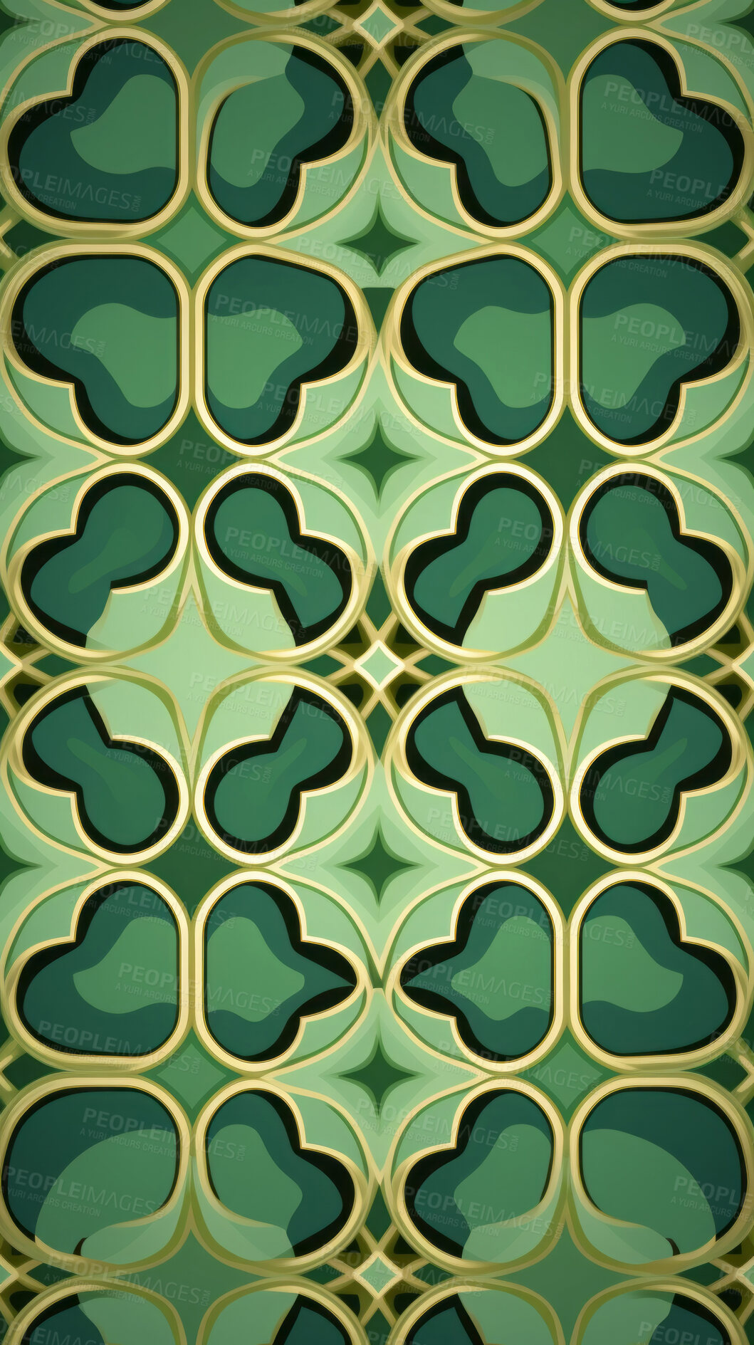 Buy stock photo Green ceramic tiles decorative design, illustration for floor, wall, kitchen interior, textile