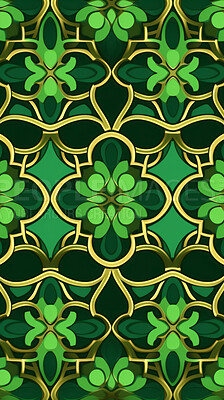 Buy stock photo Green ceramic tiles decorative design, illustration for floor, wall, kitchen interior, textile