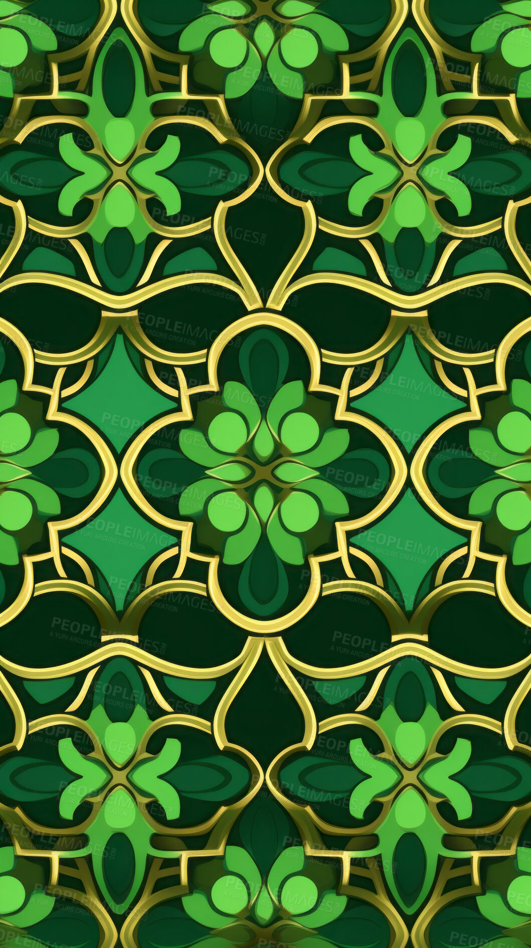 Buy stock photo Green ceramic tiles decorative design, illustration for floor, wall, kitchen interior, textile