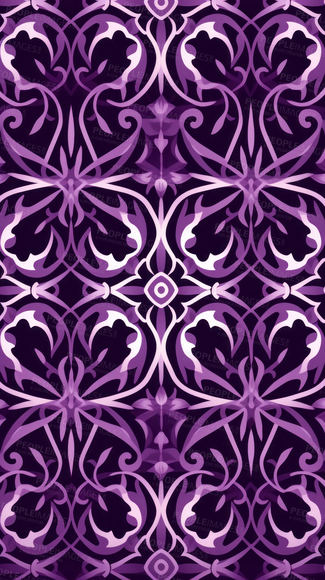 Buy stock photo Purple ceramic tiles decorative design, illustration for floor, wall, kitchen interior, textile