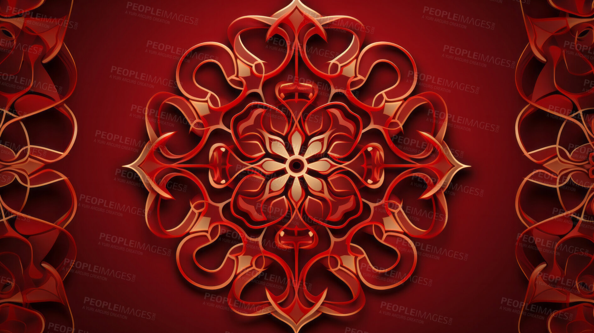 Buy stock photo Red ceramic tiles decorative design, illustration for floor, wall, kitchen interior, textile