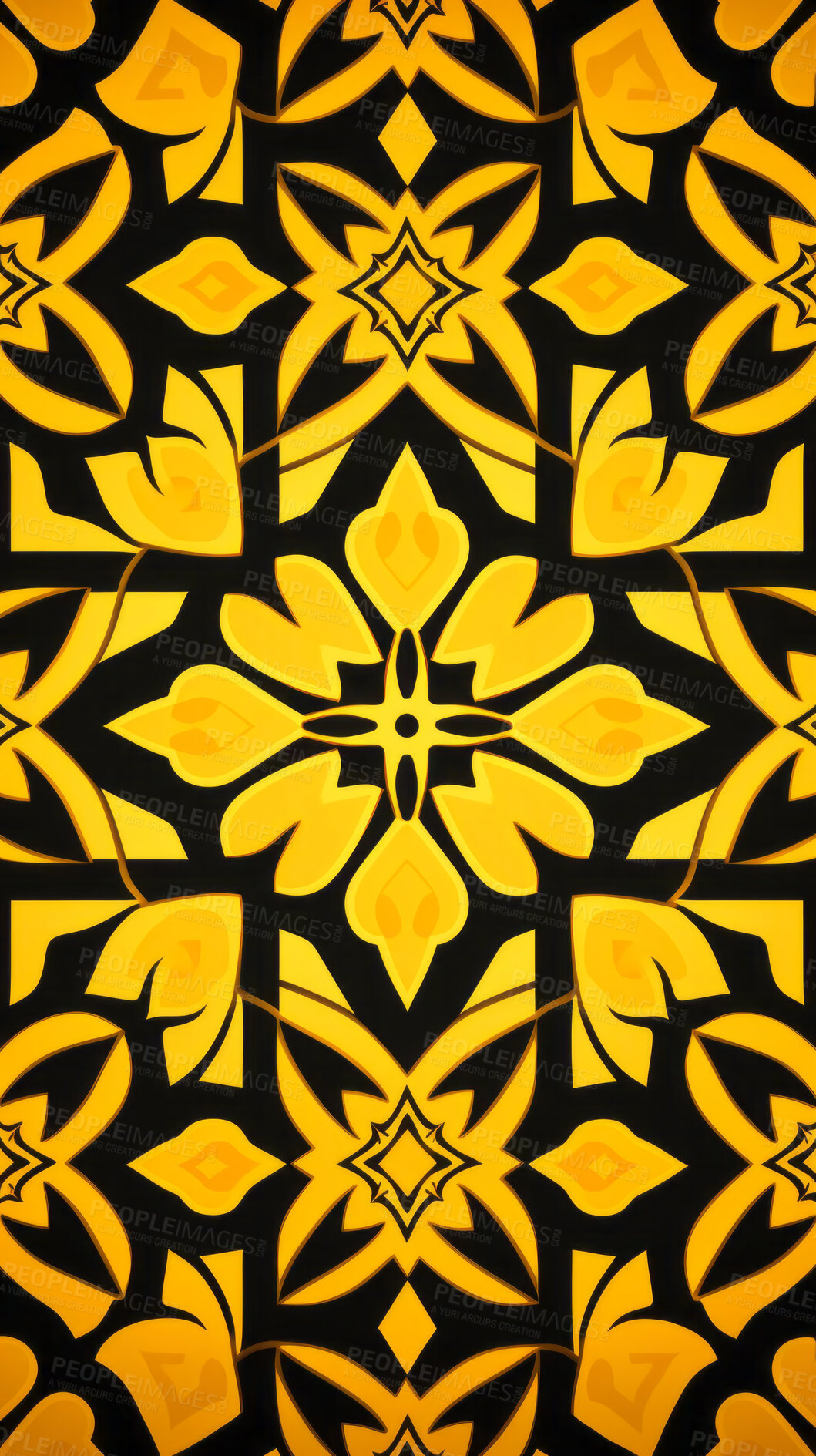 Buy stock photo Yellow ceramic tiles decorative design, illustration for floor, wall, kitchen interior, textile