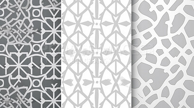 Grey and white ceramic tiles decorative design, illustration for floor, wall, kitchen interior, textile