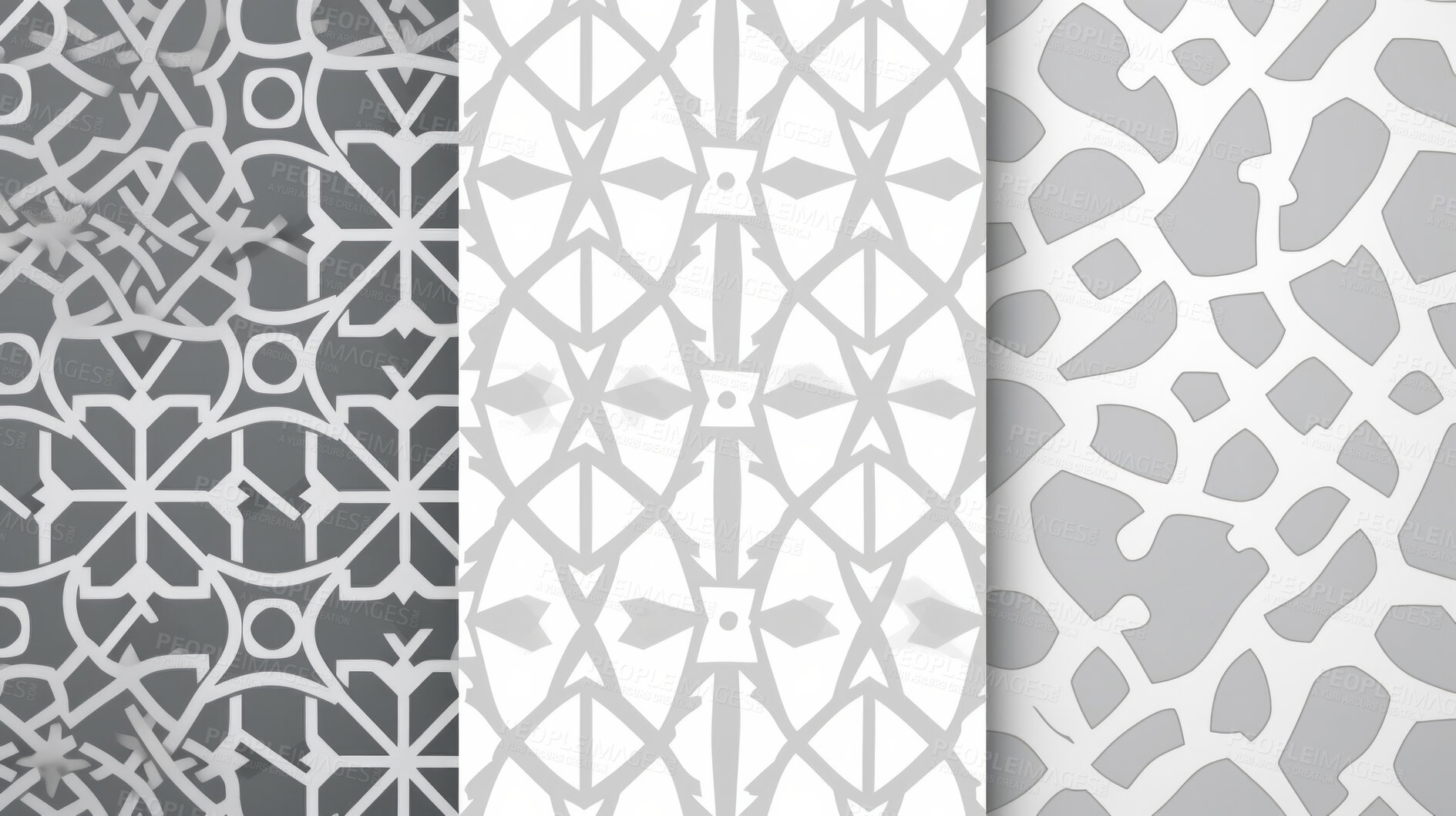 Buy stock photo Grey and white ceramic tiles decorative design, illustration for floor, wall, kitchen interior, textile