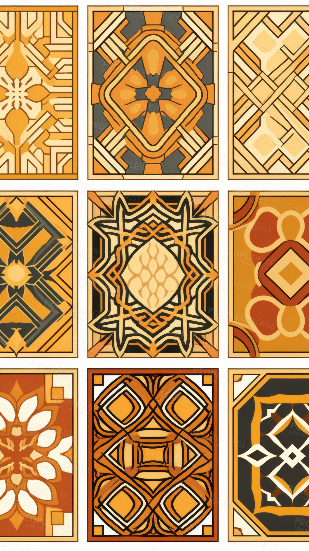 Buy stock photo Ceramic tiles decorative pottery design, illustration for floor, wall, kitchen interior, textile