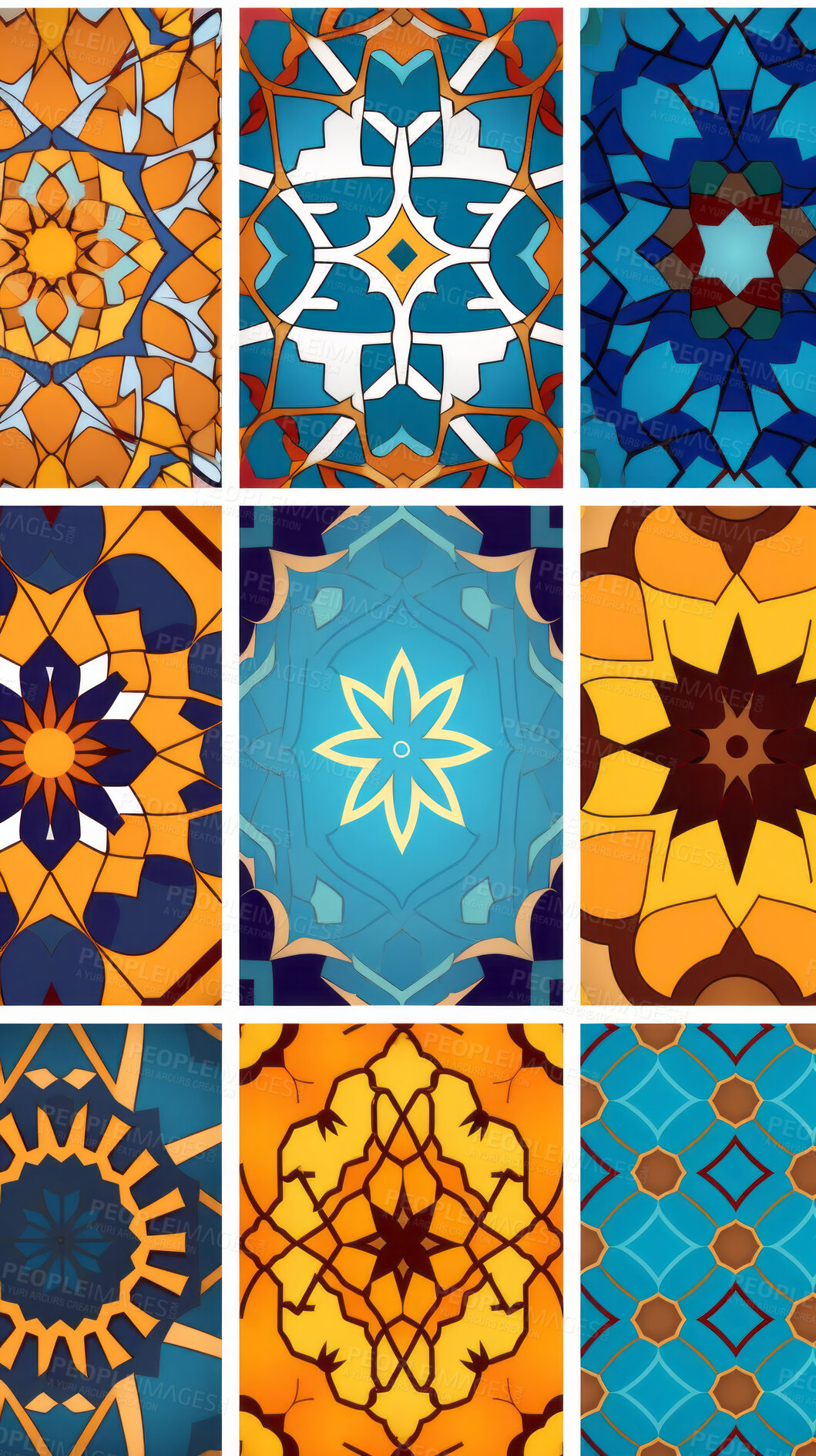 Buy stock photo Ceramic tiles decorative pottery design, illustration for floor, wall, kitchen interior, textile