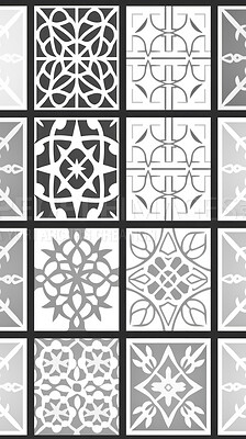 Buy stock photo Grey and white ceramic tiles decorative design, illustration for floor, wall, kitchen interior, textile