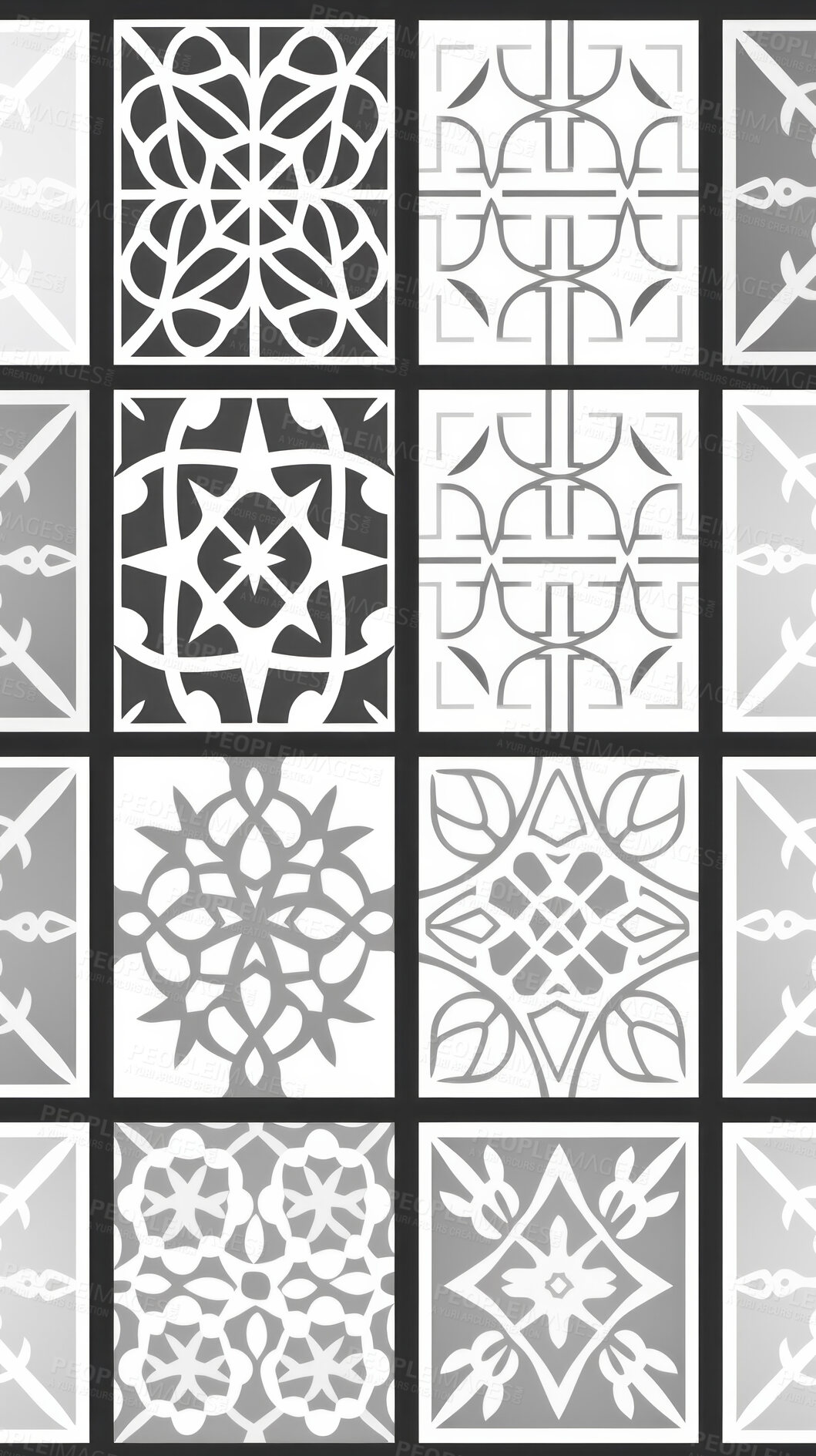 Buy stock photo Grey and white ceramic tiles decorative design, illustration for floor, wall, kitchen interior, textile