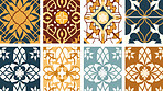 Ceramic tiles decorative pottery design, illustration for floor, wall, kitchen interior, textile