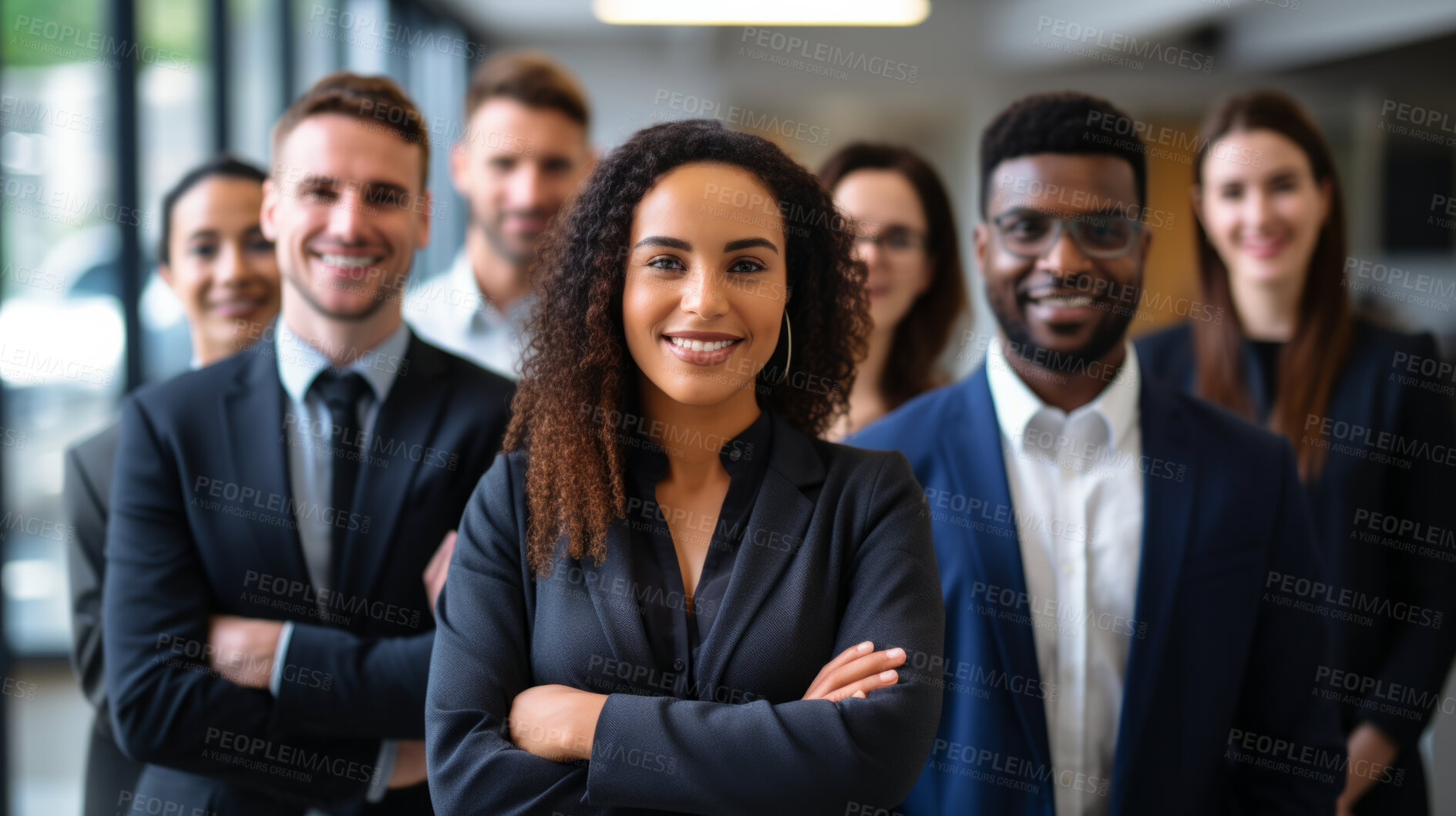 Buy stock photo Portrait of a group of business people professionals smiling. Teamwork and colleagues