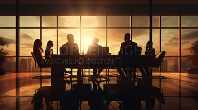 Silhouette of group of business people having a meeting or brainstorming in a boardroom