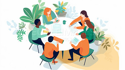Buy stock photo Illustration of a group of business people having a meeting in a boardroom