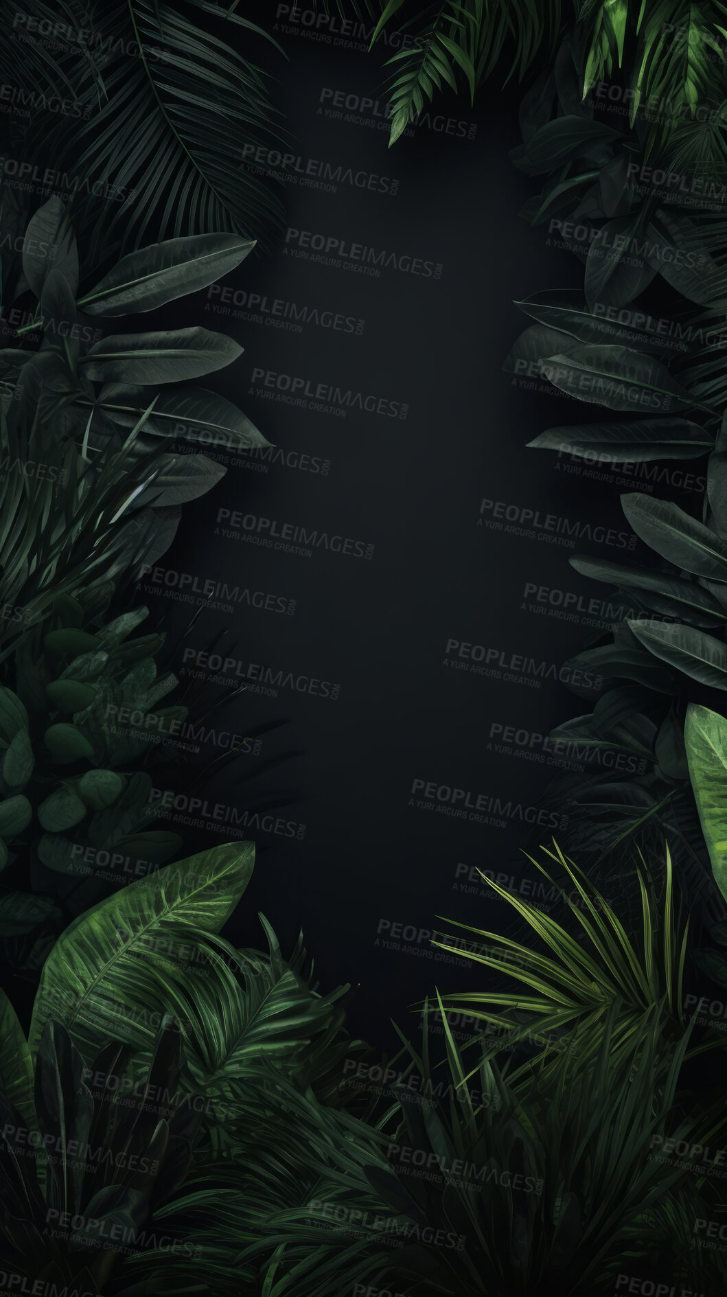 Buy stock photo Leaves background with dark copyspace. Product presentation invitation template.