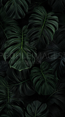 Dark leaves wallpaper background. Product presentation invitation template.