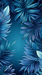 Leaves background with blue copyspace. Product presentation invitation template.