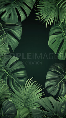 Leaves background with green copyspace. Product presentation invitation template.