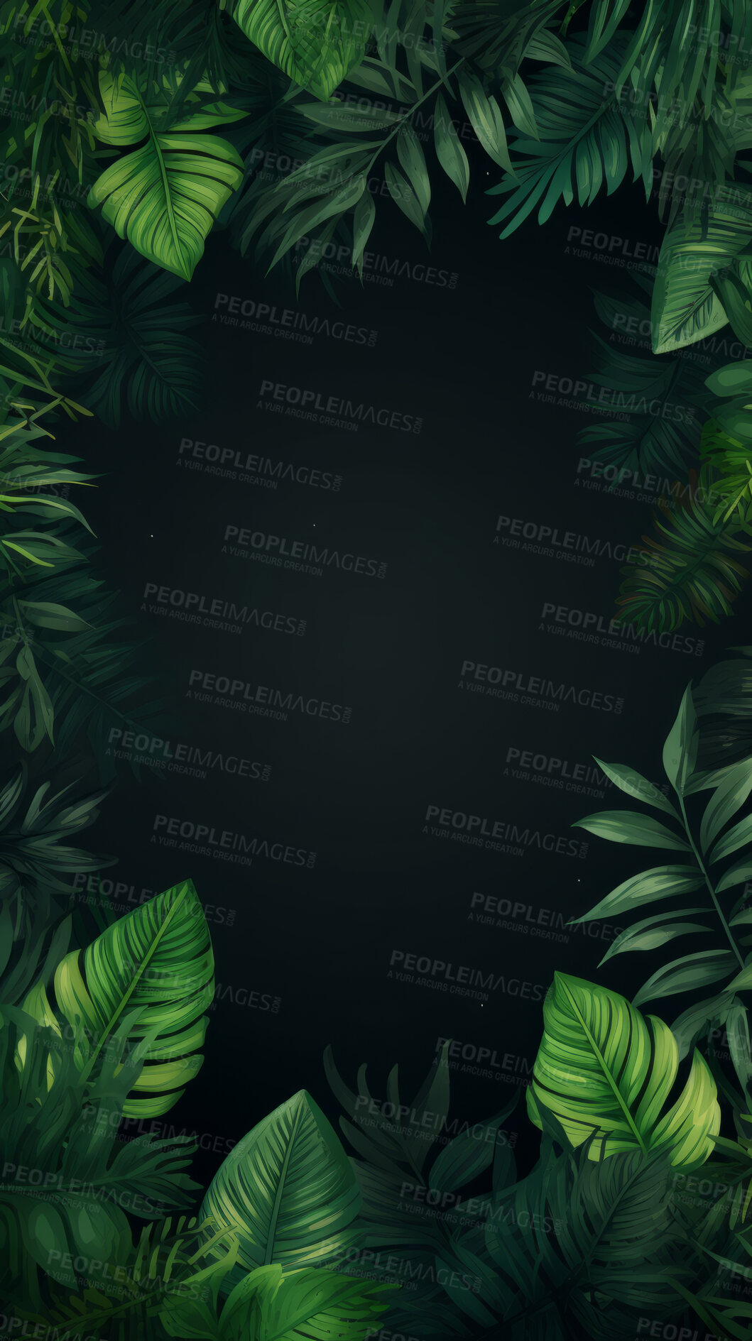 Buy stock photo Leaves background with green copyspace. Product presentation invitation template.