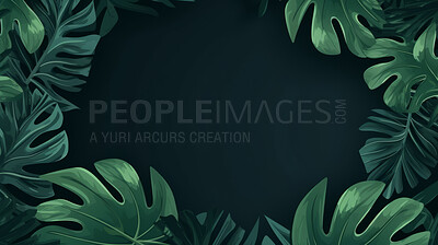 Buy stock photo Leaves background with green copyspace. Product presentation invitation template.