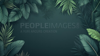 Leaves background with green copyspace. Product presentation invitation template.