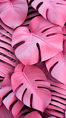 Pink leaves wallpaper background. Product presentation invitation template.