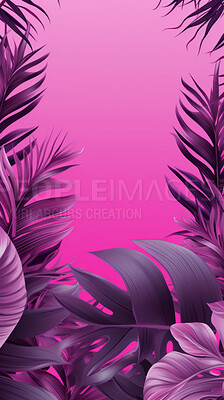 Leaves background with pink copyspace. Product presentation invitation template.