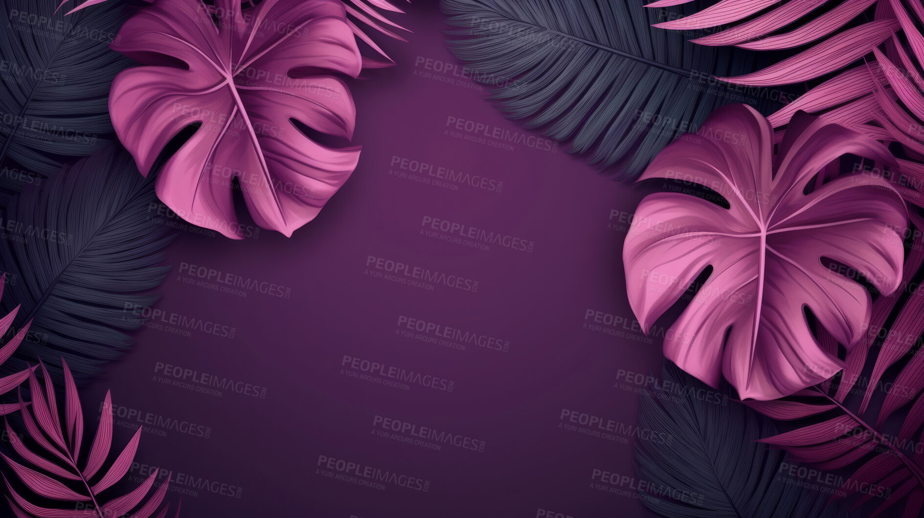 Buy stock photo Leaves background with pink copyspace. Product presentation invitation template.