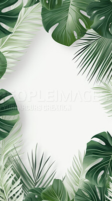 Buy stock photo Leaves background with white copyspace. Product presentation invitation template.