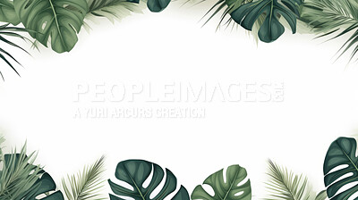 Leaves background with white copyspace. Product presentation invitation template.