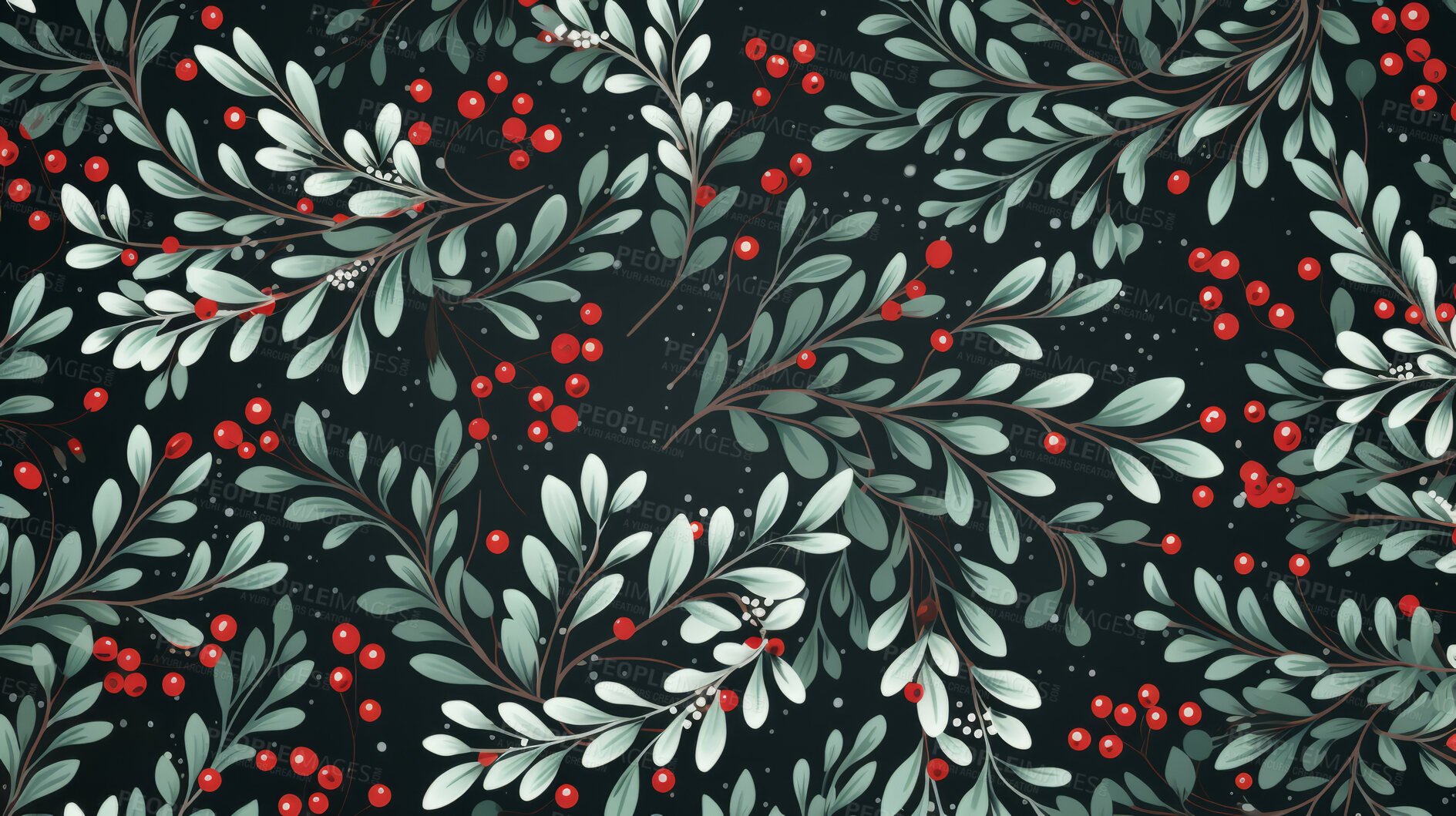 Buy stock photo Retro pattern with leafs. Christmas background concept.