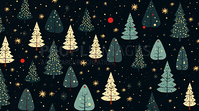 Retro pattern with stars and trees. Christmas background concept.