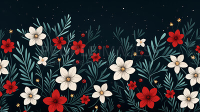 Retro pattern with flowers. Christmas background concept.