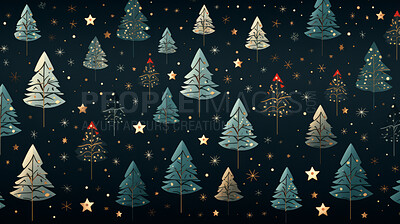 Buy stock photo Retro  pattern with stars and trees. Christmas background concept.