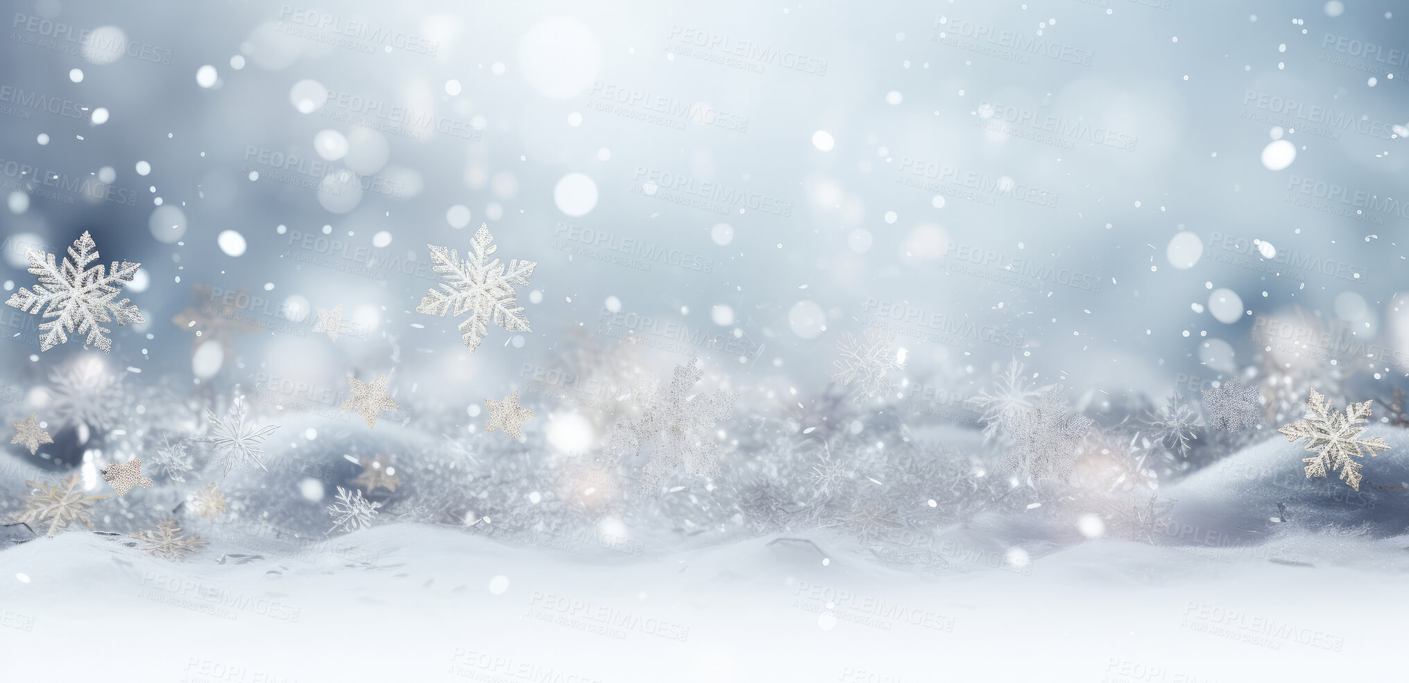 Buy stock photo White snowy background. Flowing snowflakes. Christmas concept.