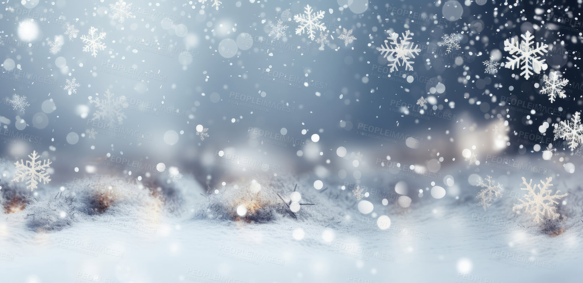 Buy stock photo White snowy background. Flowing snowflakes. Christmas concept.