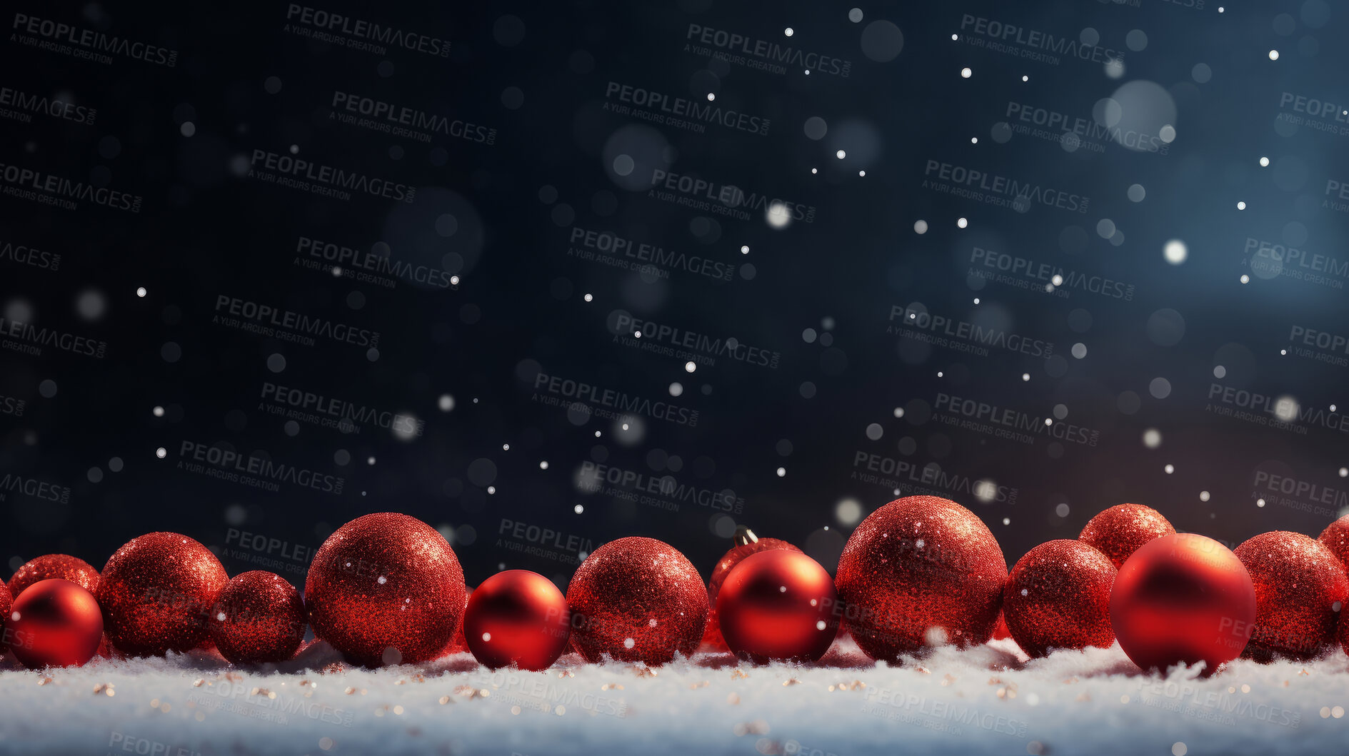 Buy stock photo Red noel on table against blue background. Golden bokeh. Christmas concept.