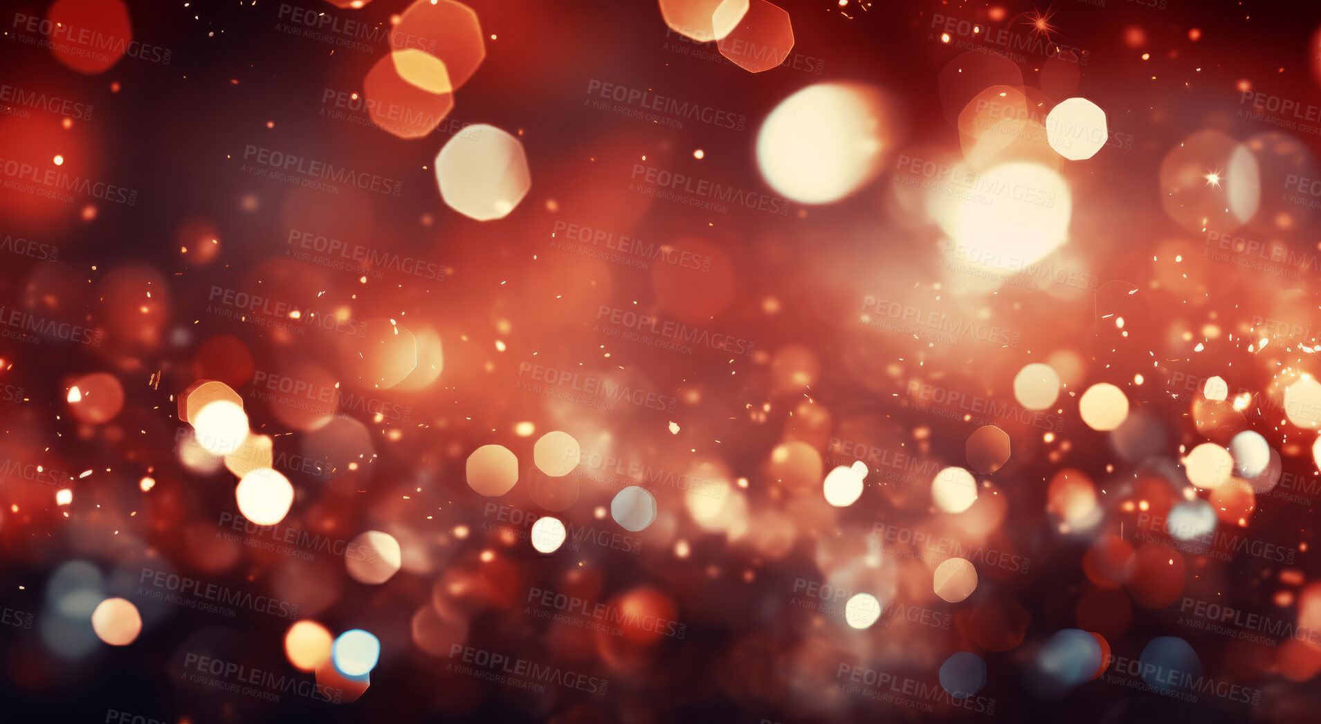 Buy stock photo Glitter abstract lights. Red, gold dust and shine. Luxury bokeh backdrop.