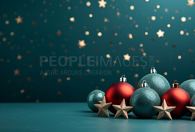 Christmas decoration items against clear green backdrop. Christmas concept.