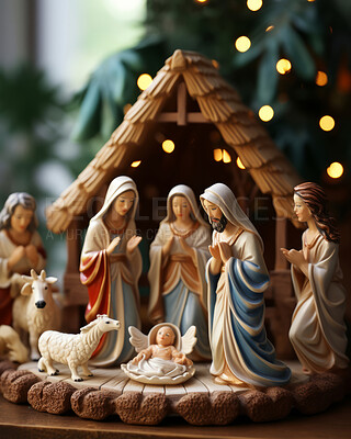 Close up of christmas nativity scene. Christmas concept.
