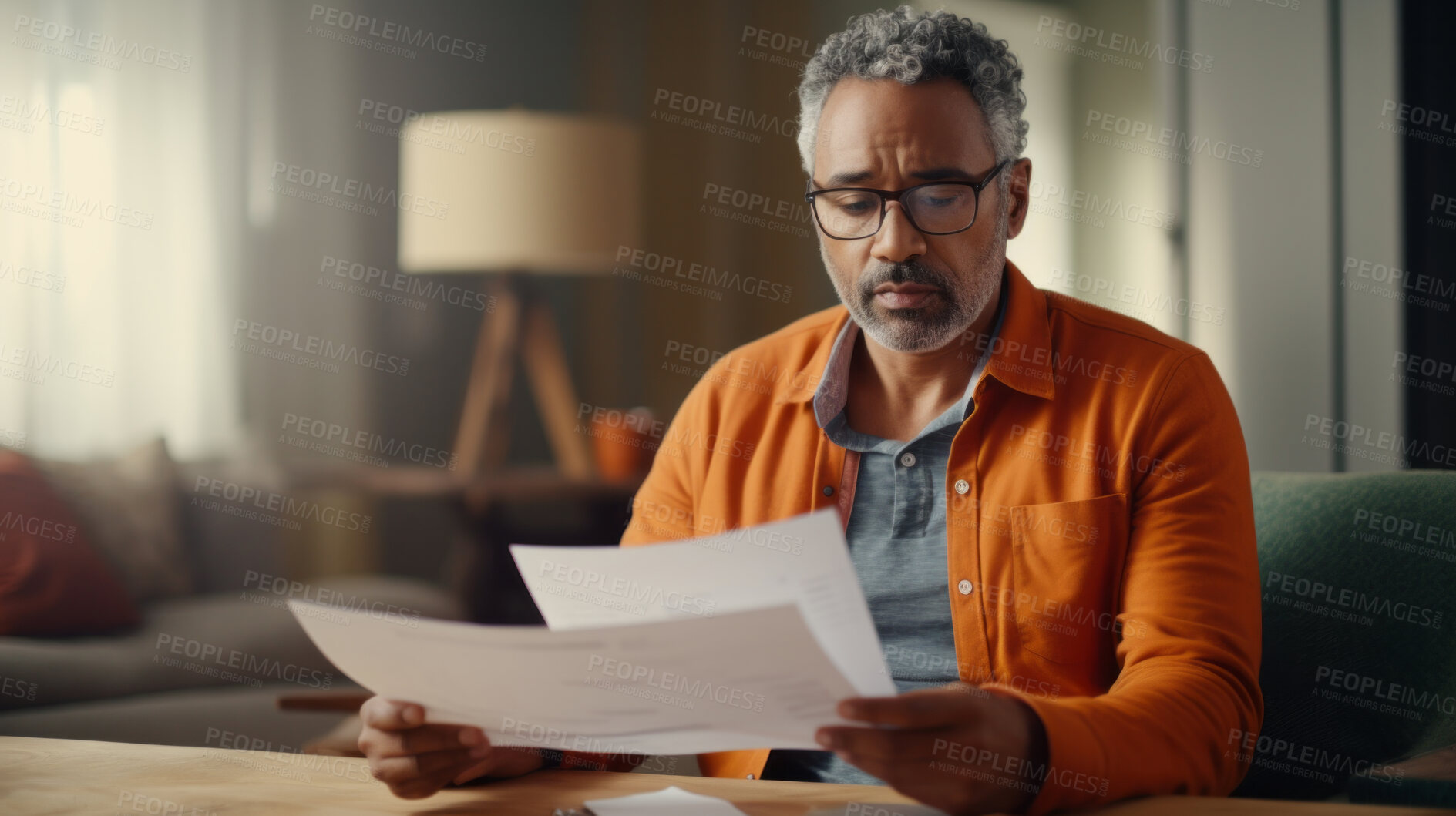 Buy stock photo Laptop, documents and finance with a senior man busy on a budget review or pension fund