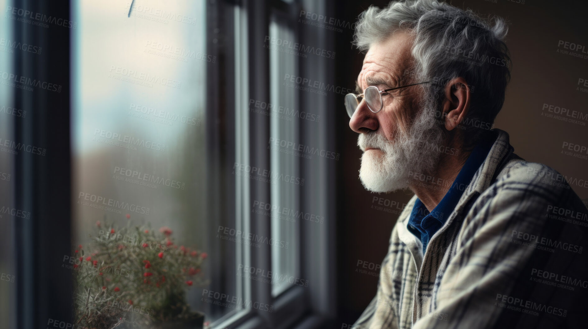 Buy stock photo Depression, sad and senior man at home with mourning and mental health problem