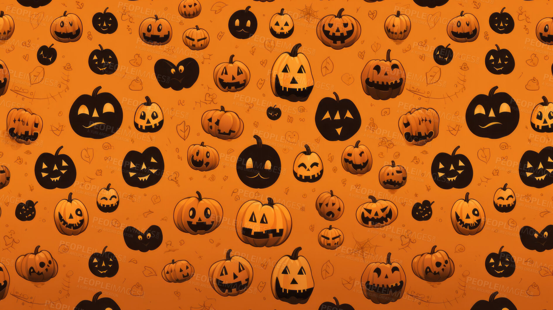 Buy stock photo Spooky halloween pumpkin illustration wallpaper or background for celebration