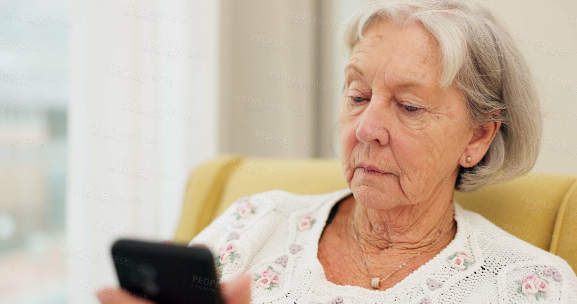 Buy stock photo Research, pills and senior woman with phone to check for information on medication and typing online search about medicine . Elderly person, medication and reading about pharma drugs on smartphone