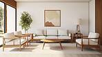 Living room sofa design with decor. Modern interior layout idea concept