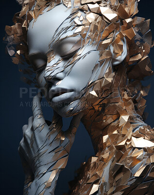 Portrait of female with abstract textured make-up style. Creative art for modern artist