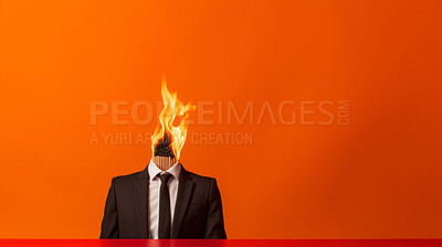 Burnout concept of a man in a business suit. Mental Health and work burnout concept