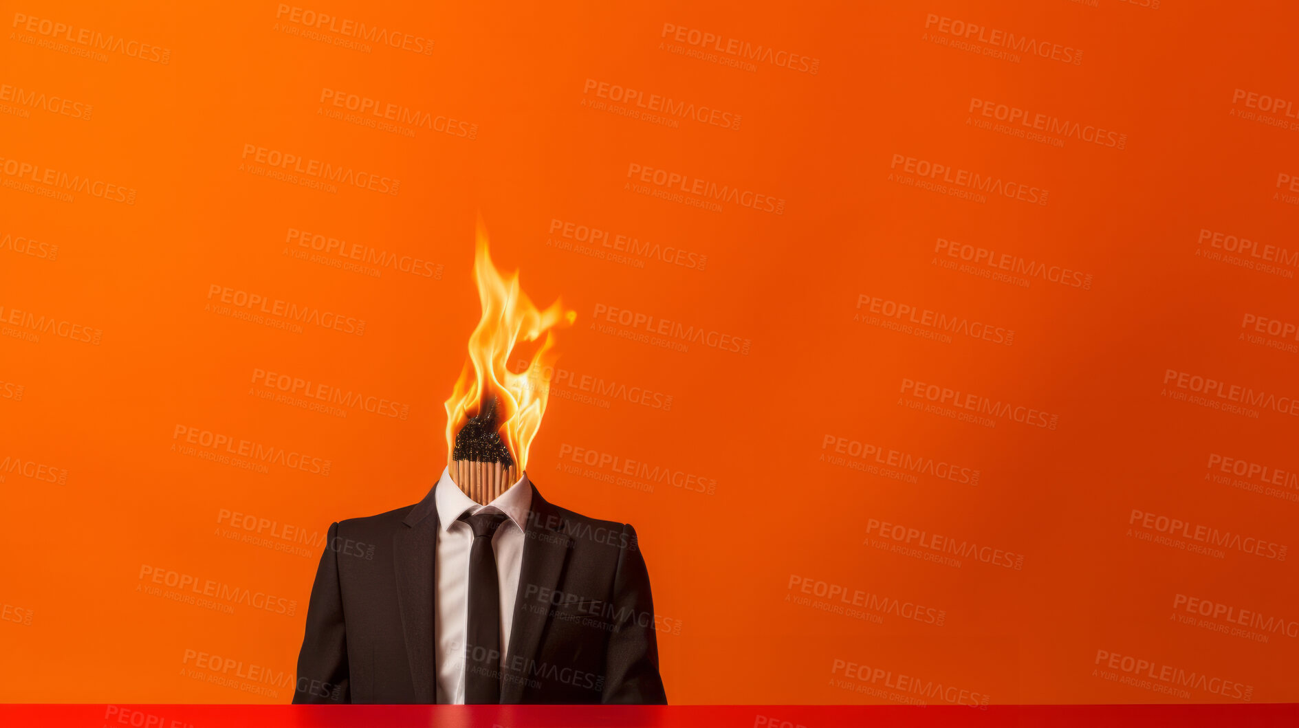 Buy stock photo Burnout concept of a man in a business suit. Mental Health and work burnout concept