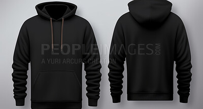 Front and back view hoodie. Sweatshirt on background cutout. Mock-up template.