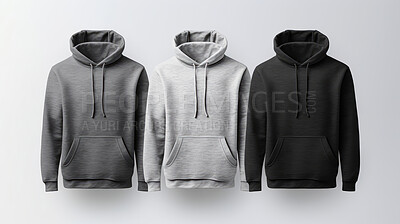 Buy stock photo Font view of hoodies. Sweatshirt on background cutout. Mock-up template.