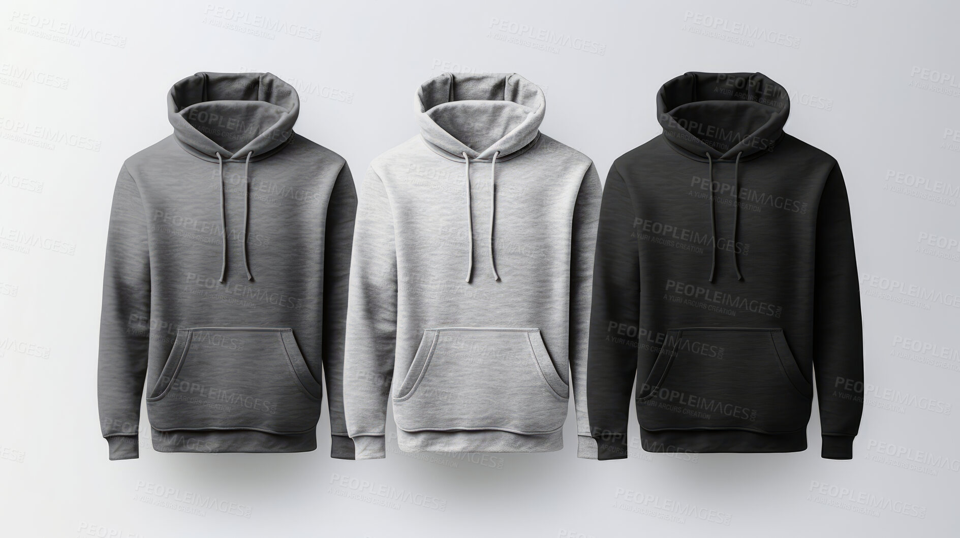 Buy stock photo Font view of hoodies. Sweatshirt on background cutout. Mock-up template.